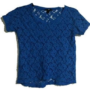 H&M Lace Blue Top